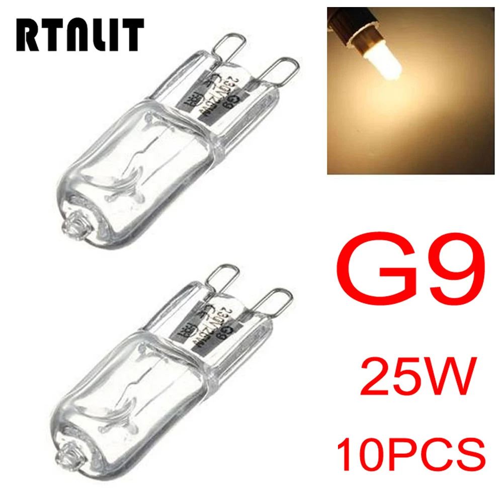 10pcs G9 Halogen Light Bulbs 230-240V 25W Frosted Dimmable Capsule Lamp Light