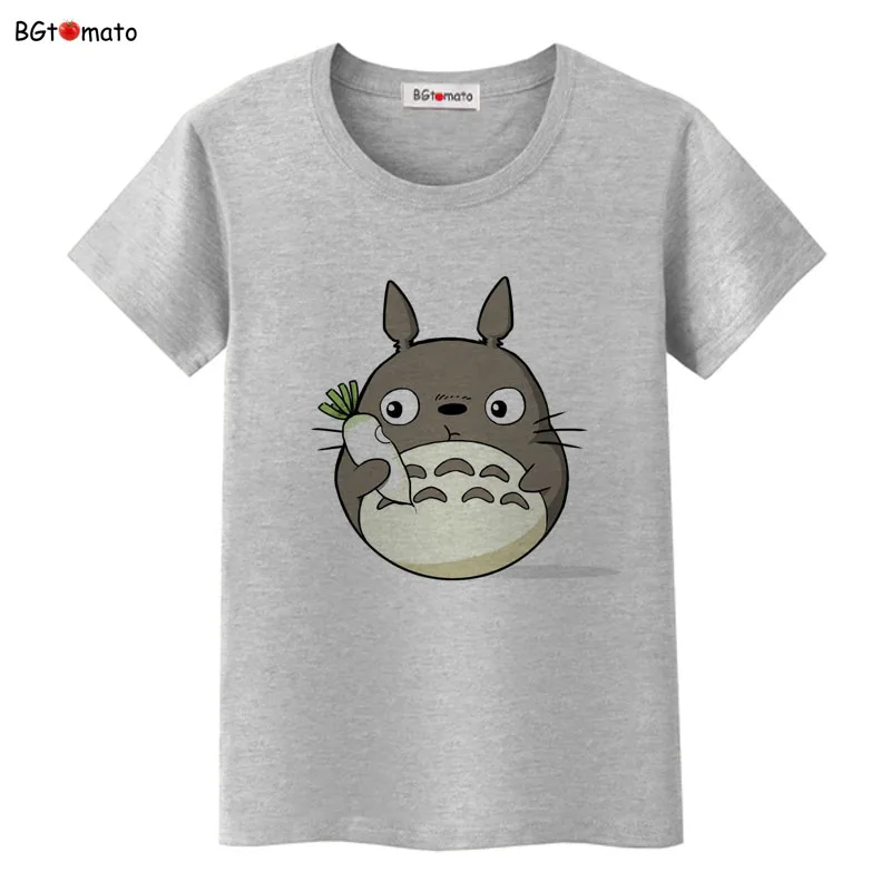BGtomato знаменитый мультфильм Тоторо футболки для женщин супер милая кошка рубашки