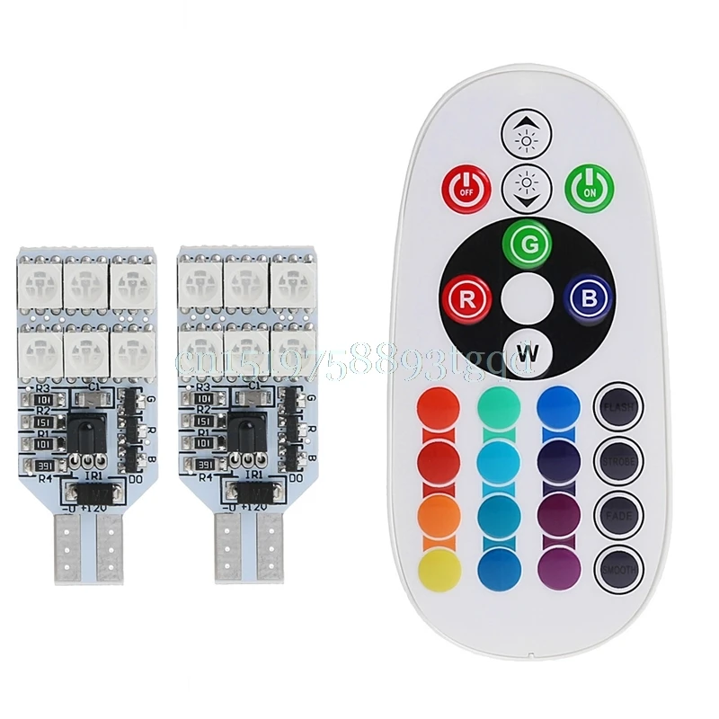 

2x5050 RGB T10 194 168 W5W 12 Светодиодный салона Чтение свет удаленного Управление