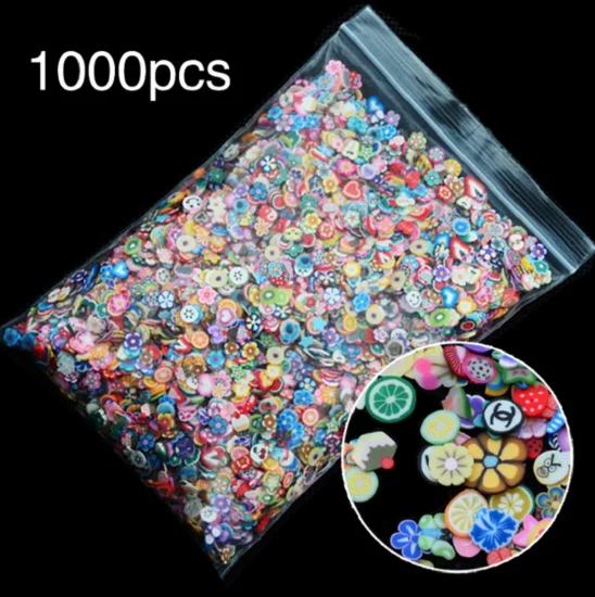 

1000Pcs/Bag Nail Art Polymer Clay Canes Fruit slice Set Gel Polish Tips Fashion DIY Cute Summer Watermelon Decor Decals Kit