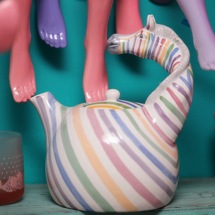 

Rainbow Zebra ceramic kettle teapot decorative furnishing articles 1200ml