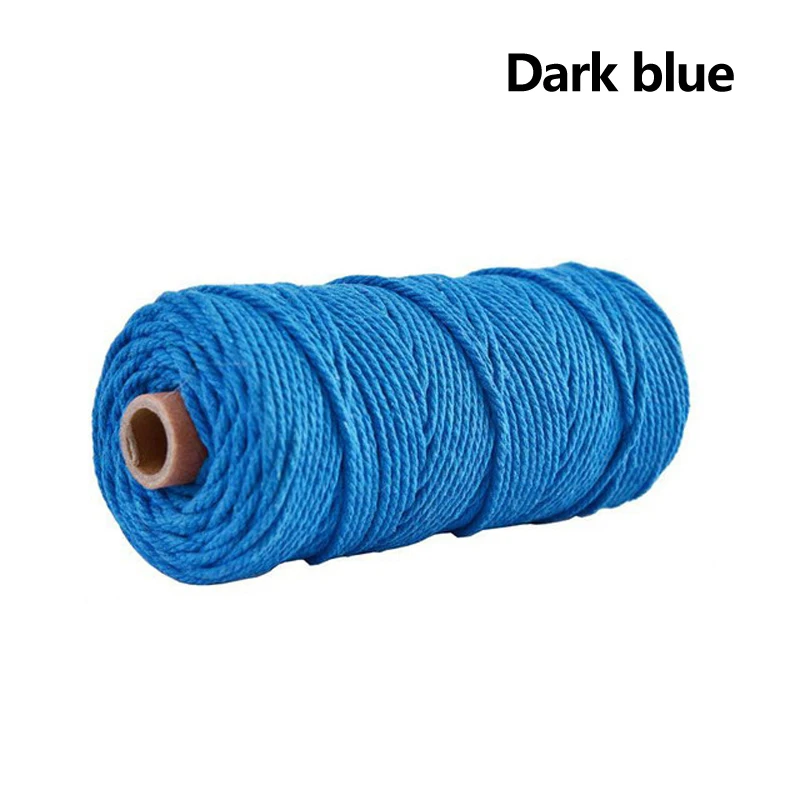 1 рулон, 3 мм, 100 м, натуральный цветной хлопковый плетеный шнур макраме, ручная работа, цветная веревка ручной работы - Цвет: 6