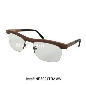 

black walnut wood half frame optical eyeglasses