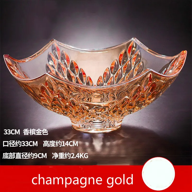 Современный минималистичный креативный дом большая стеклянная фруктовая чаша журнальный столик для гостиной Фруктовая тарелка с павлином ZP01241724 - Цвет: champagne gold