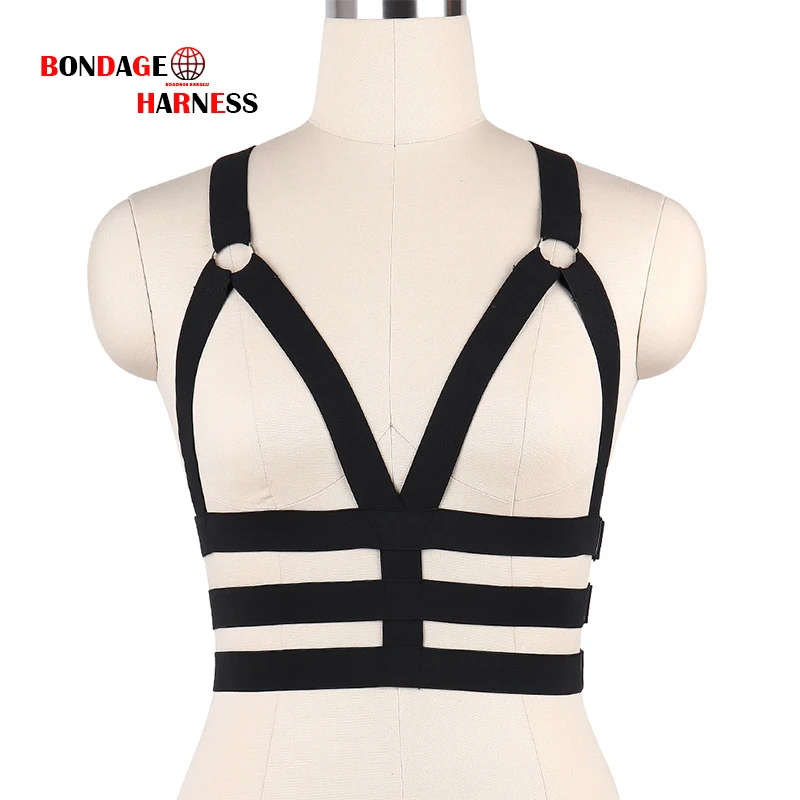 

Sexy Bondage Harness Fetish Wear Body Cage Bra Open Chest Harness Bra Harajuku Style Body Harness Belt Women Crop Top Bodysuit