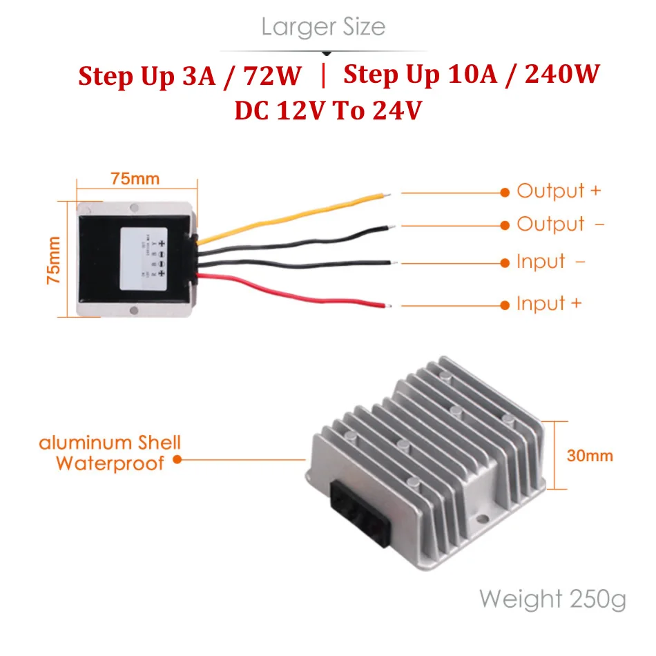 Авто AC/DC 12V DC/DC 24V повышающий преобразователь Регулятор Мощность Инвертор адаптер 9 V-20 V Вход для автомобиля Лодка Грузовик Ван задний ход