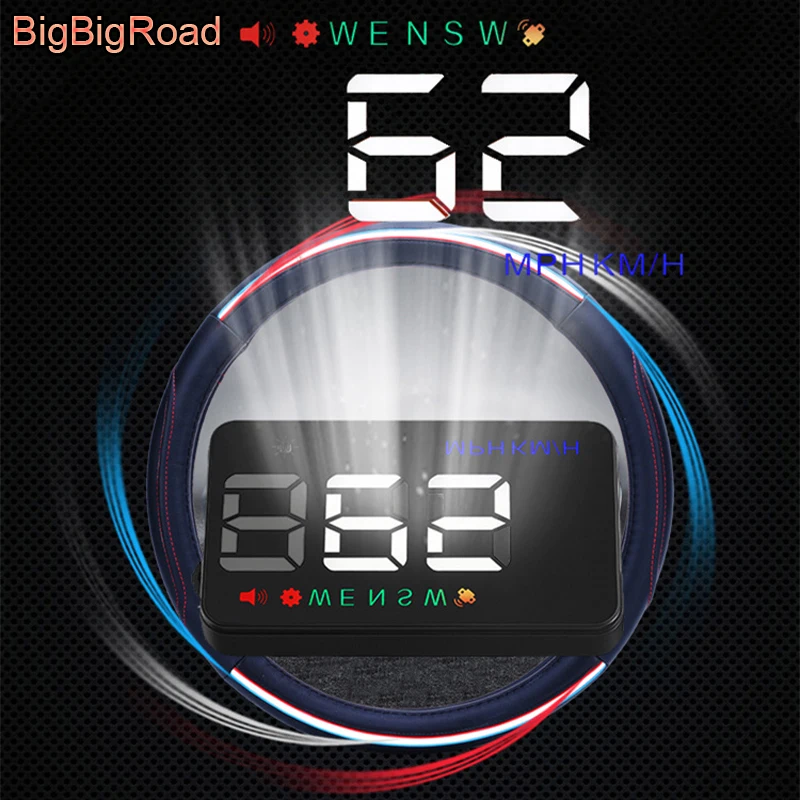 

BigBigRoad 3.5 Inch Car Auto Hud Head Up Display Digital GPS Speedometer Windscreen Projector Overspeed Alert Fuel Warning