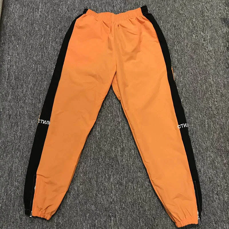 Heron Preston Sweatpants 2019 New Elastic Waist Heron Preston Sweatpants Men Women 1:1 Zip Orange Heron Preston Sweatpants