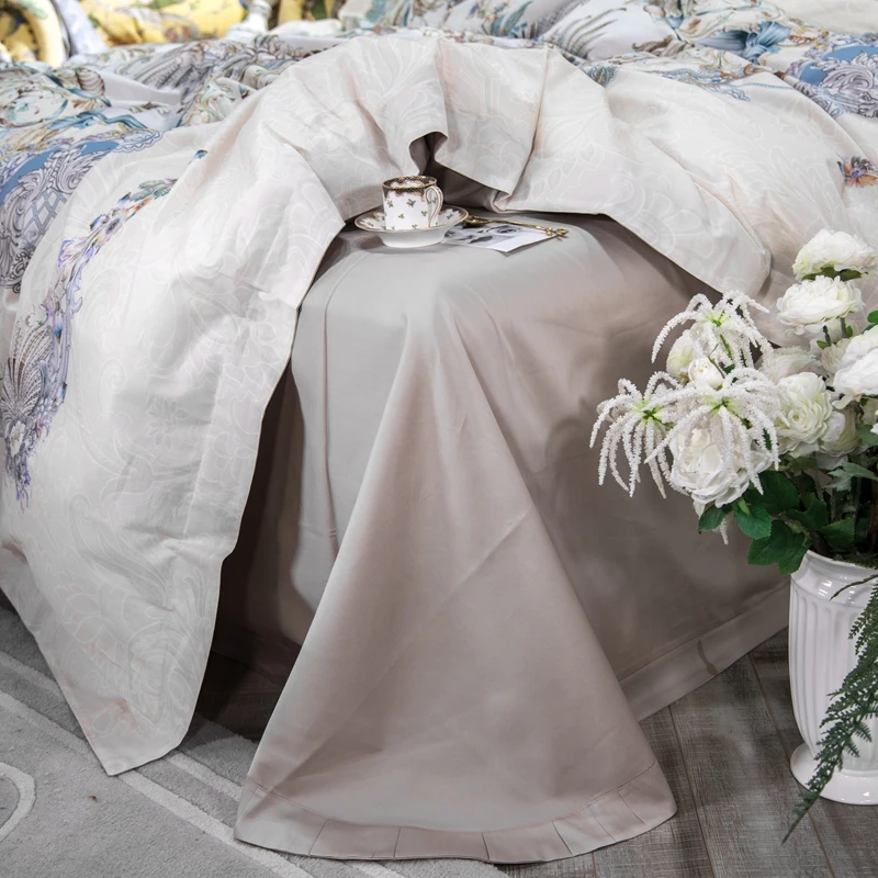 Waliicorners 60S Egyptian Cotton Royal Luxury Bedding set King Queen Size boho Bed set Duvet Cover Bedsheet set parrure de lit 66 9