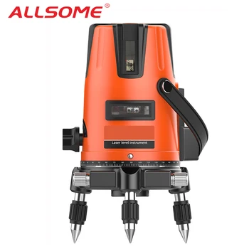 

ALLSOME Green Laser Level 5 Lines 6 Points Laser Level Automatic Self Leveling 360 Vertical&Horizontal Tilt & 532nm Outdoor Mode