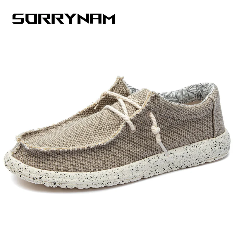 

Men's Slip on Deck Shoes Washed Canvas Loafer Shoes Moc Toe Boat Shoes Breathable Lace Up Walking Outdoor Driving Shoes Size 48