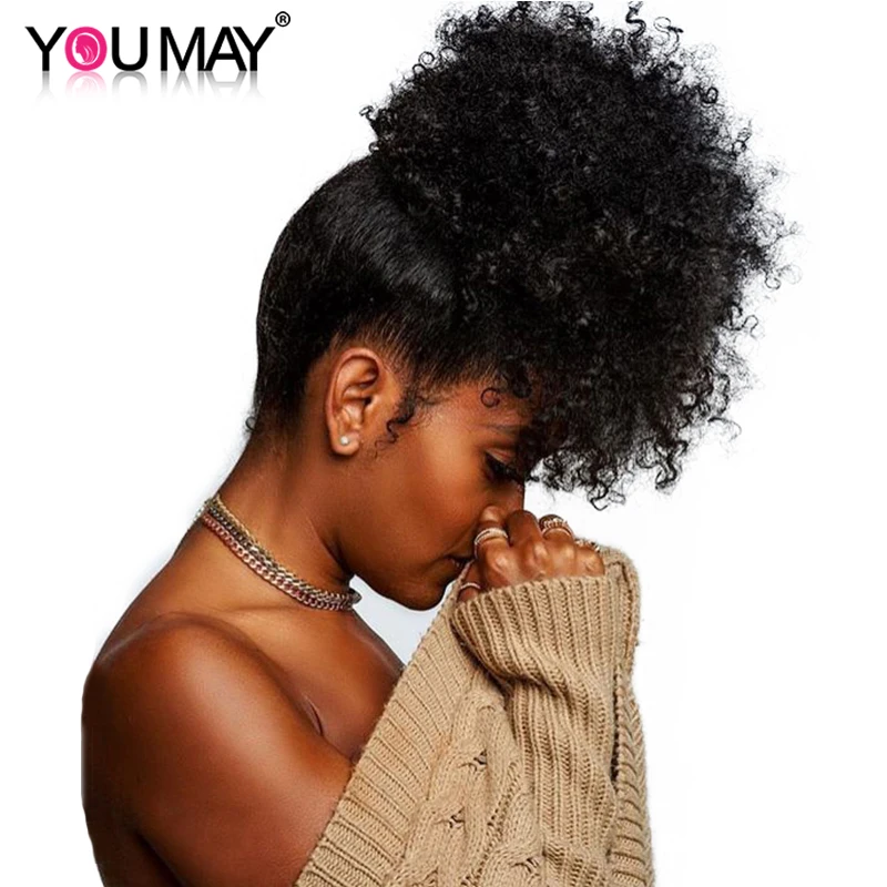 Monglian 3b 3c Clip Ins Ponytail For Women Natural Black Curly