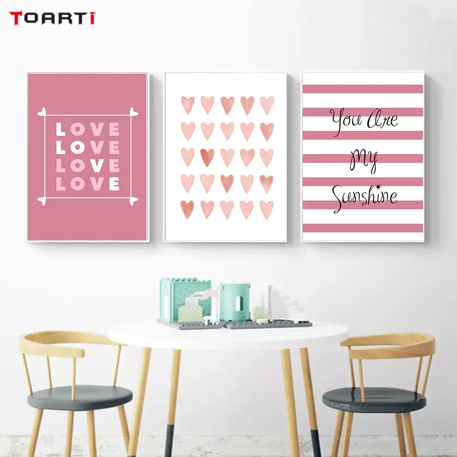 Nordic Style Romantic Love Heart Canvas Painting Quotes Posters And Prints Wall Pictures For Lover Bedroom Wall Art Home Decor