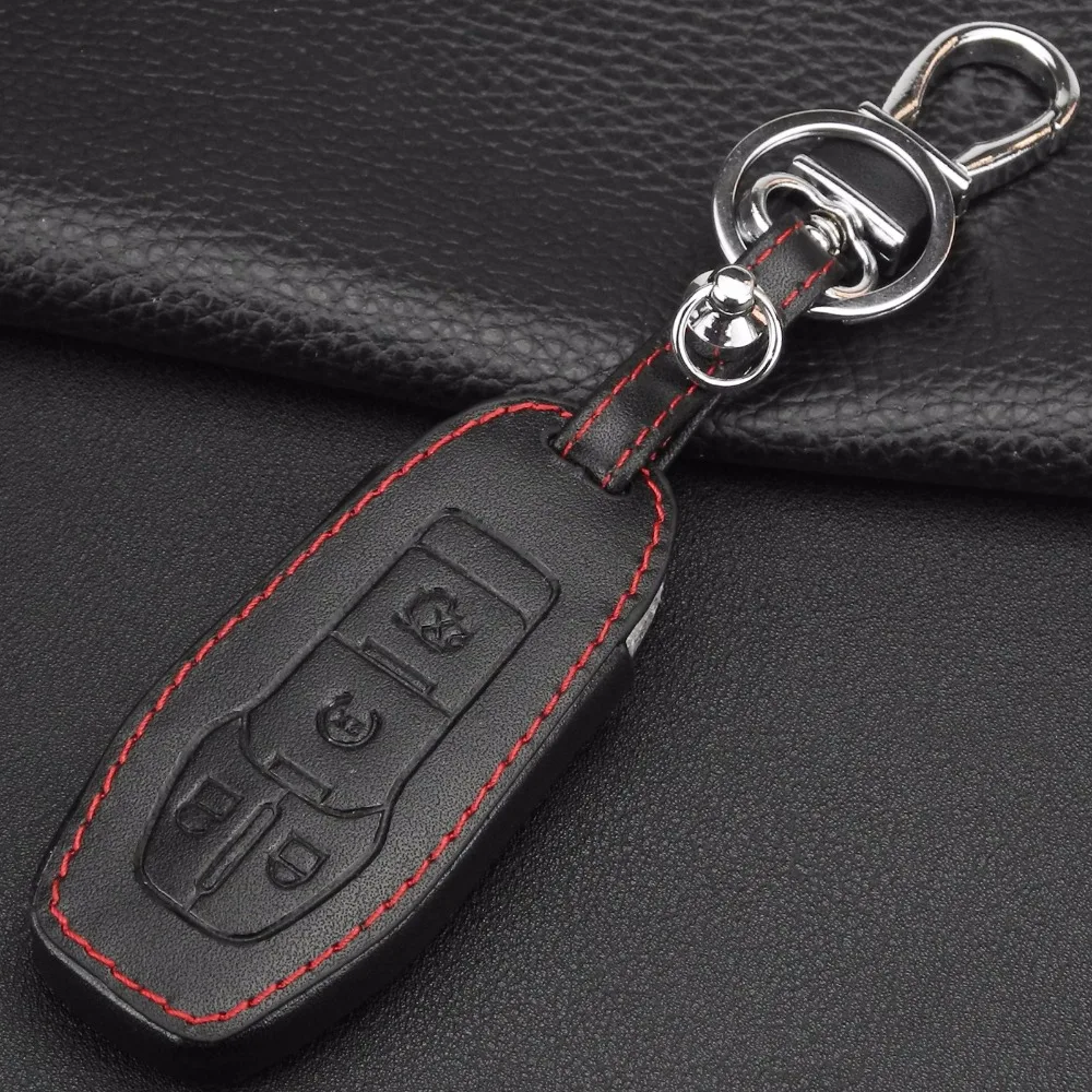 

Remote 4 Buttons Car Key Case Cover Leather For Ford MKC MKX MKZ Edge Escape Focus Lincoln Smart Key