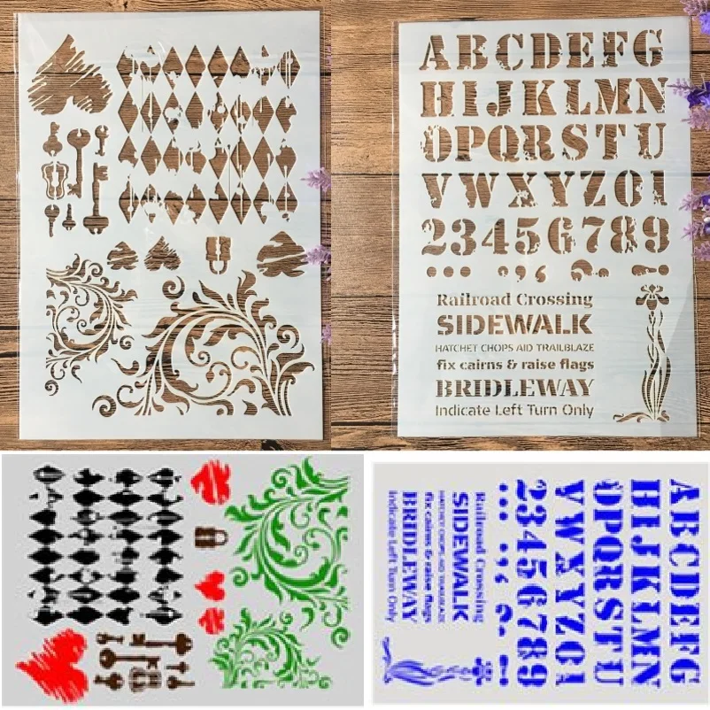 A4 Layering Stencils Templates Scrapbooking Craft DIY Letters and Borders