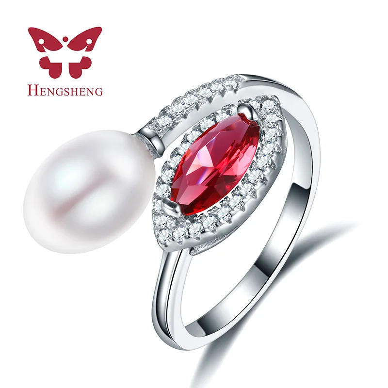 

2016 Romantic New Women Wedding Pearl Rings For Wife Gift, Adjustable Rings, 4 Color 8-9mm Pearl size
