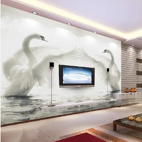 

3D Wall Murals Wallpaper Canvas Bedroom Living room Custom Photo Mural Large Swan Embossed Wall Paper