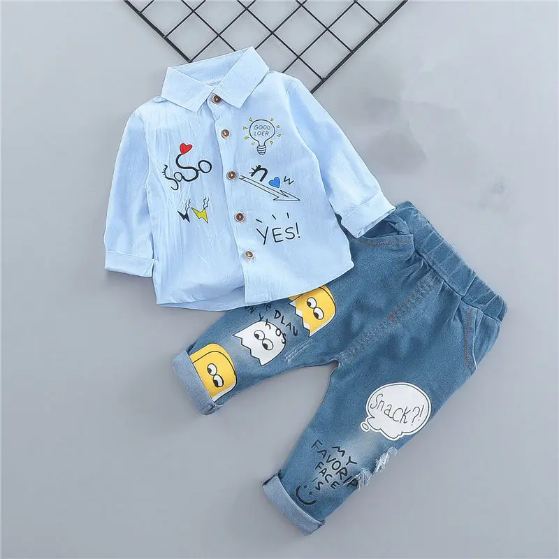 

Baby Boys Clothes Set Casual Shirt Pants 2pcs Newborn Clothes 2019 Spring Baby Boy Outfit Set Infant New Year Clothes Outfit