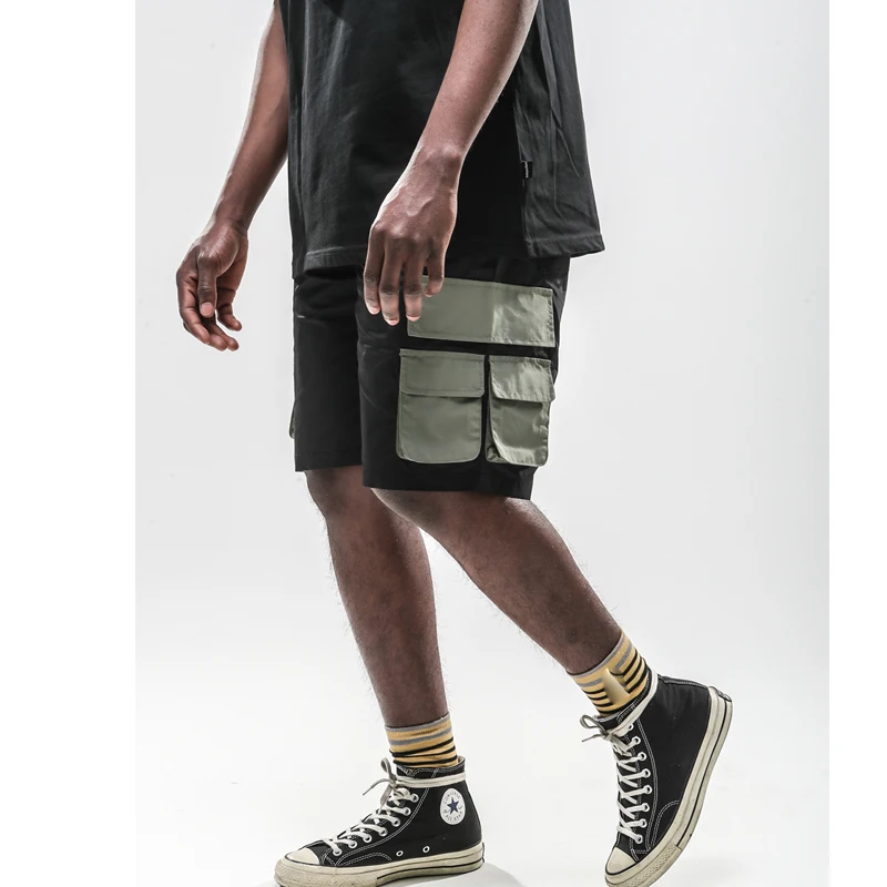 Высококачественные разноцветные накладные карманы повседневные мужские шорты с боковой лентой летние мешковатые шорты в уличном стиле для бега