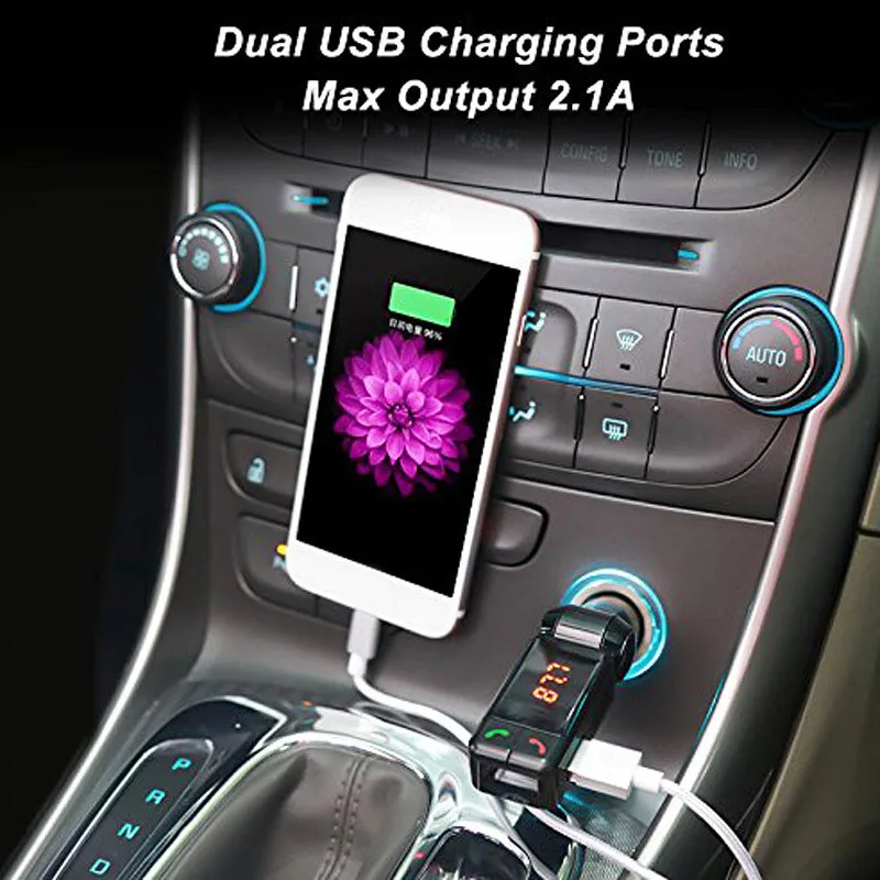 Black LCD Bluetooth Charger with handfree MP3 Player/ FM Radio Adapter