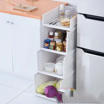 

Kitchen shelf floor multi-layer stacking basket toy clothing plastic storage basket fruit and vegetable storage blue LM01221148