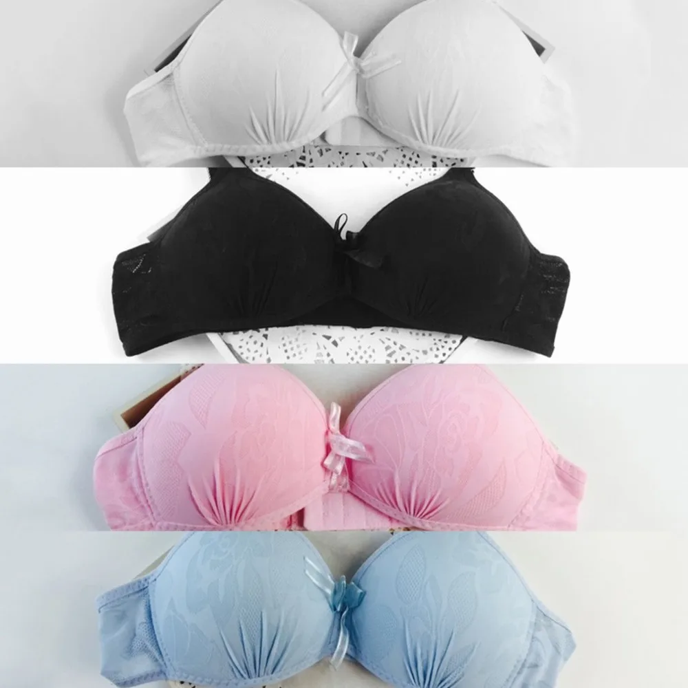

Soft padded Training bra student Teenage push up bra Underwear 2018 bowknot Girls sleeping sports bras Wire free Brassiere &3