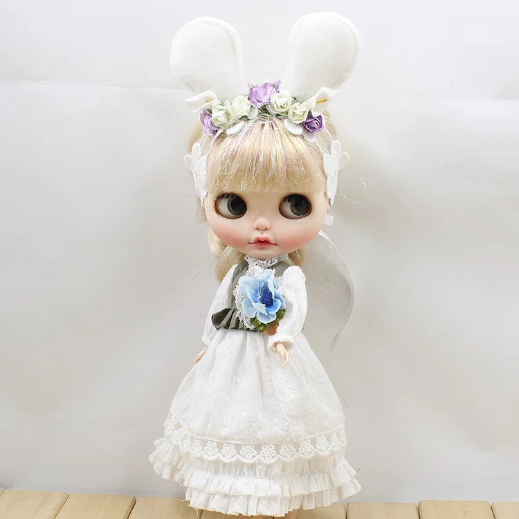 Наряды для Blyth doll Mori Girl, стильное белое платье, украшение для волос, жилет, супер натуральный костюм для 1/6, BJD pullip licca