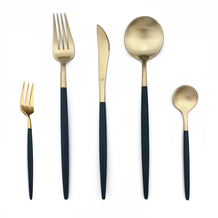 

30Pcs Black Flatware Tableware Set 18/10 Matte Stainless Steel Knife Coffee Spoon Silverware Set Forks Dinner Set