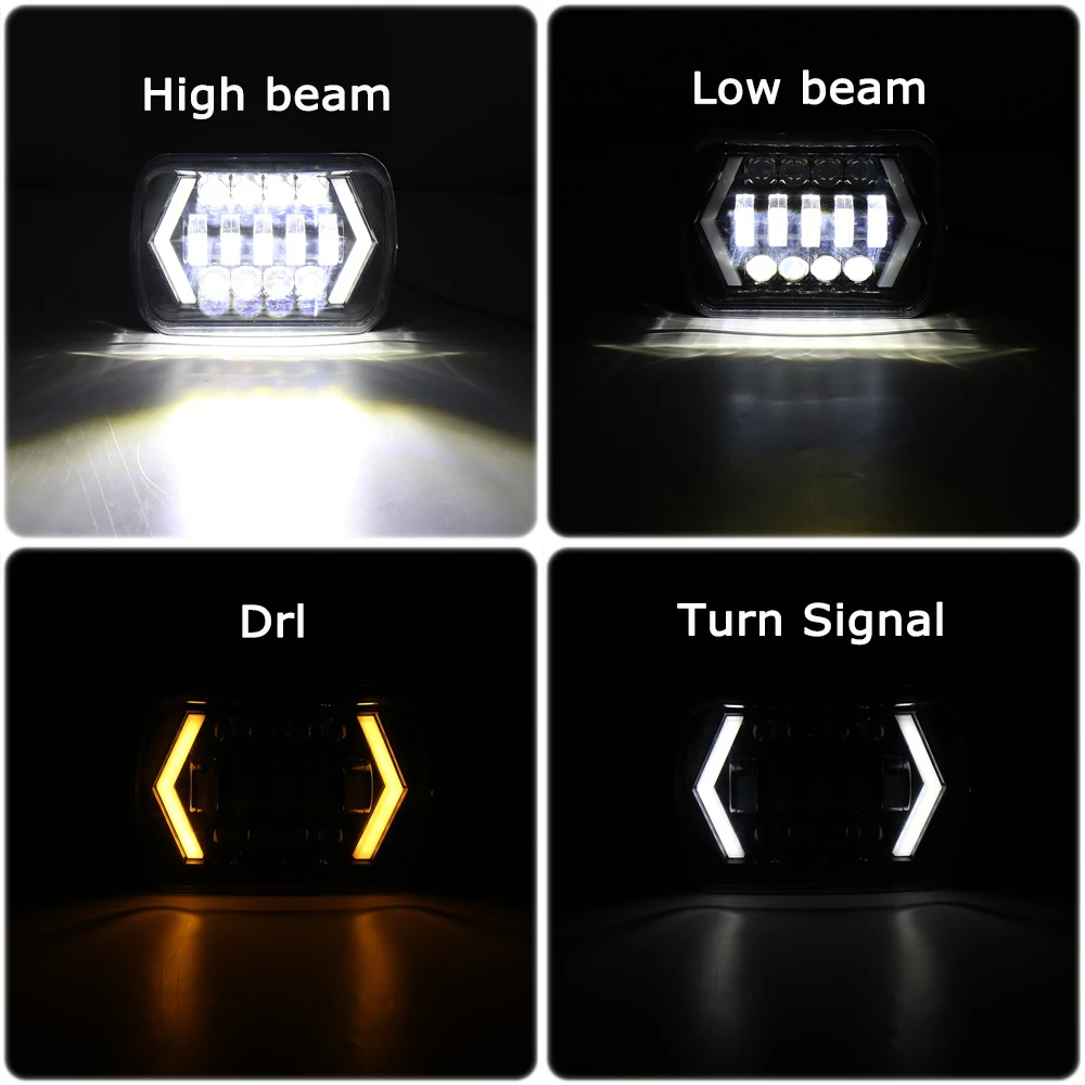 7x6 дюймов Halo светодиодный светильник s H4 светильник для Jeep Wrangler YJ Cherokee Comanche GMC 5x" светодиодный квадратный светодиодные фары DRL поворотник