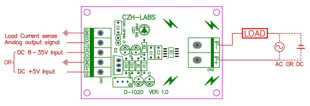 Din рейку+/-20amp AC/DC тока Сенсор модуль, на основе ACS712