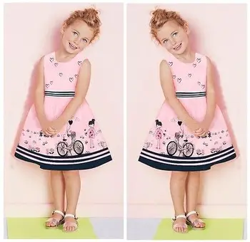 

2015 New Kids Baby Girls Summer Beauty Anime Dress Cartoon Love Dress 2-7Y