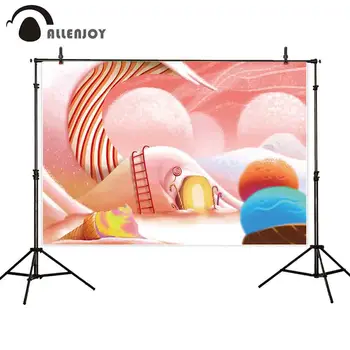 

Allenjoy kids background for photography ice cream mainland mountain fantastic cartoon style game backdrop newborn photocall
