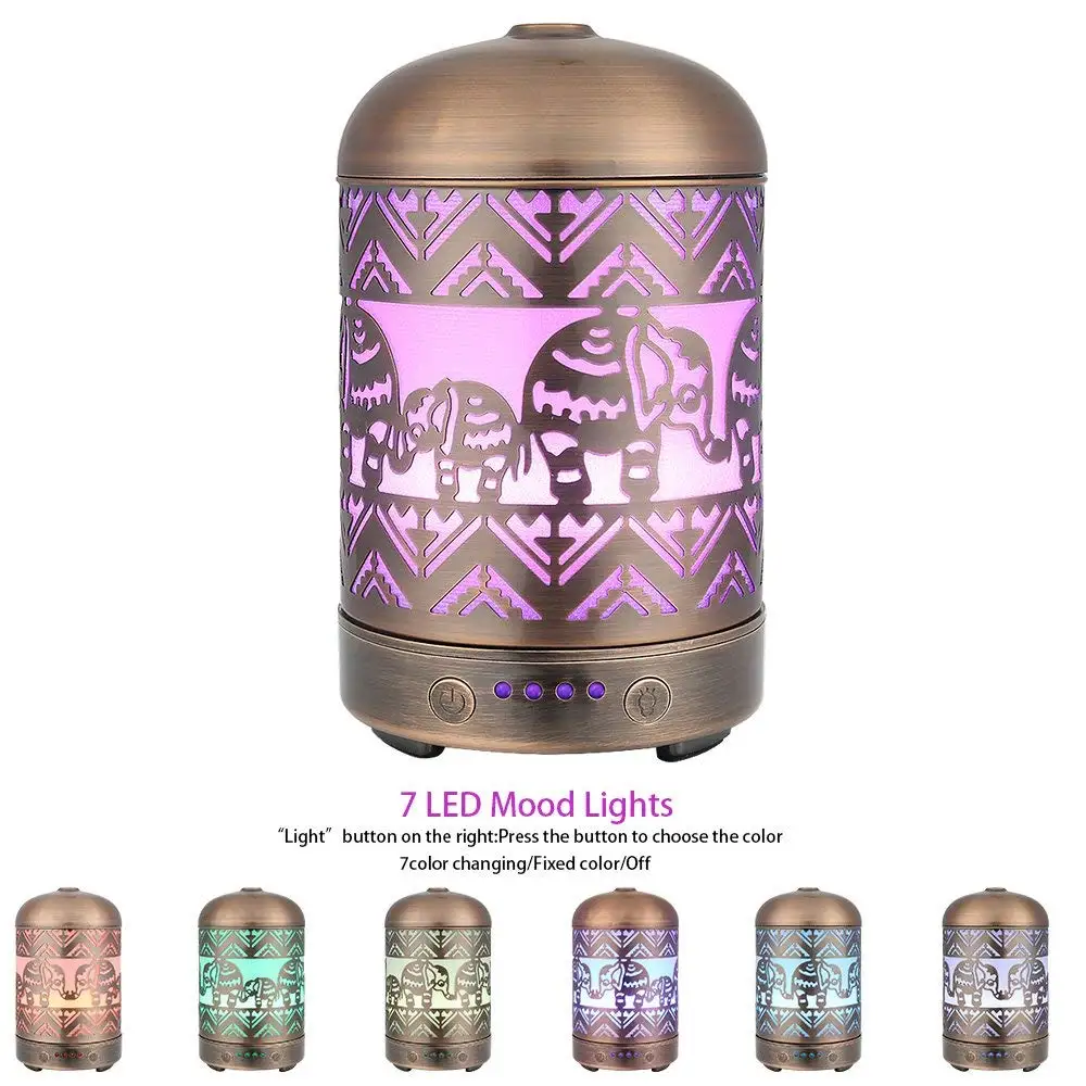

100ML Metal Elephant Pattern 100ml Ultrasonic Aromatherapy Essential Oil Diffuser Aroma Diffuser Cool Mist Humidifier