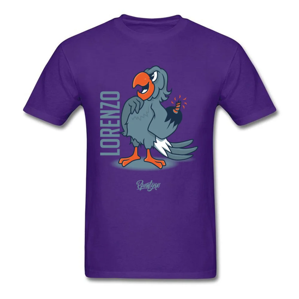 Lorenzo 100% Cotton Tops Shirts for Men Printed Tshirt Casual 2018 Fashion Round Collar Sweatshirts Short Sleeve Lorenzo purple
