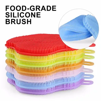 

NEW 1PC Magic Silicone Dish Brush Durable Bowl Cleaning Brushes Scouring Pad Pot Pan Wash Cloth Cleaning Kitchen Accessories