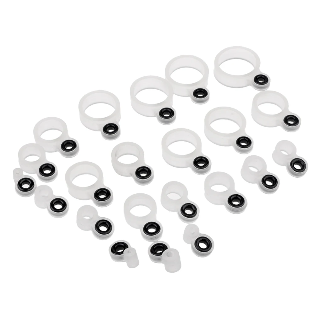 22pcs Silicone Fishing Rod Guides Eye Rings Line Rings DIY Parts, 22 Different Sizes Mixed Guias de cana de pescar