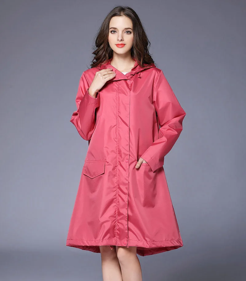 Водонепроницаемый Для женщин длинный дождевик непроницаемый Тренч дождевик для мотоциклистов одежда Дышащие велосипедный дождевик Женская куртка-дождевик - Цвет: pink