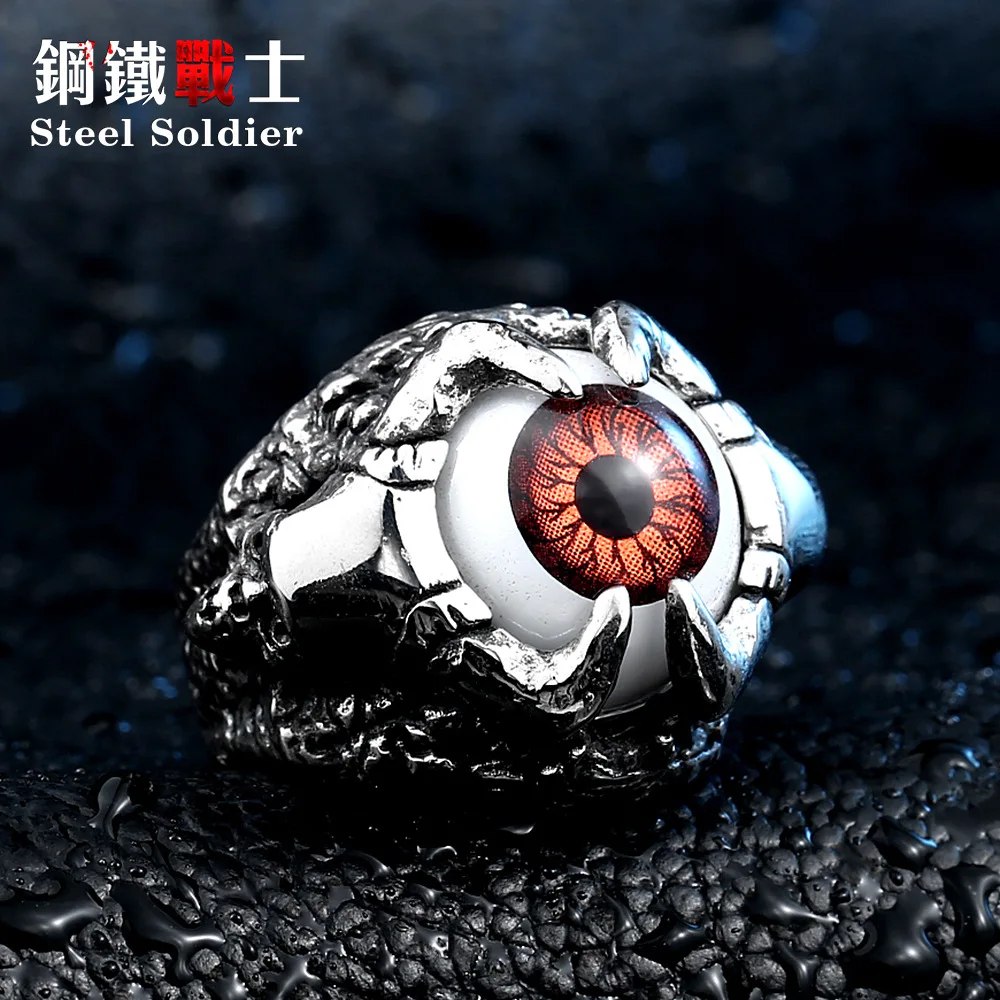 Single personality jewelry titanium steel male evil eye ring finger ring male adolescents personality