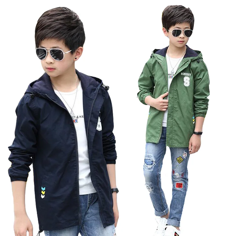 

Teenage Boys Jackets Spring Autumn Hooded Coats For Boys Clothing Children Outerwear Kids Tops Boys Outdoor Trench Windbreaker