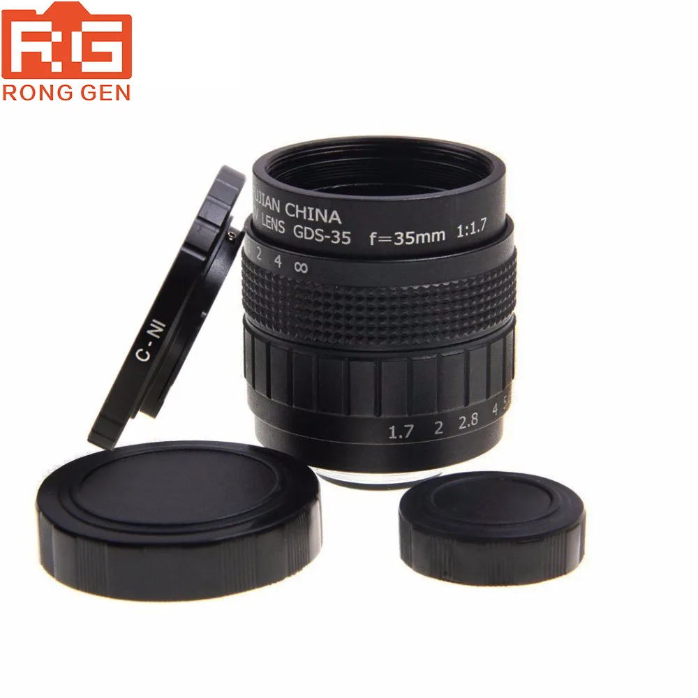 FUJIAN 35 мм F1.7 CCTV TV Movie lens + C Mount Ring Macro ring для Nikon 1 AW1 S2 J4 J3 J2 J1 V3 V2 V1 C-NI | Электроника