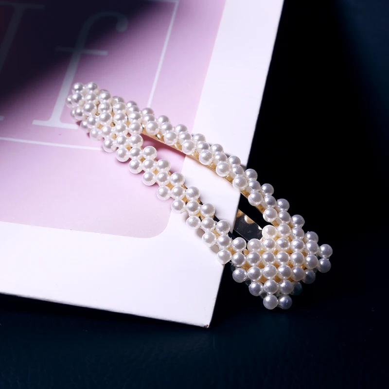 2 style Fashion Women Pearl Hair Clip Snap Hair Barrette Stick Hairpin Hair Styling Accessories For Women Girls Dropshipping