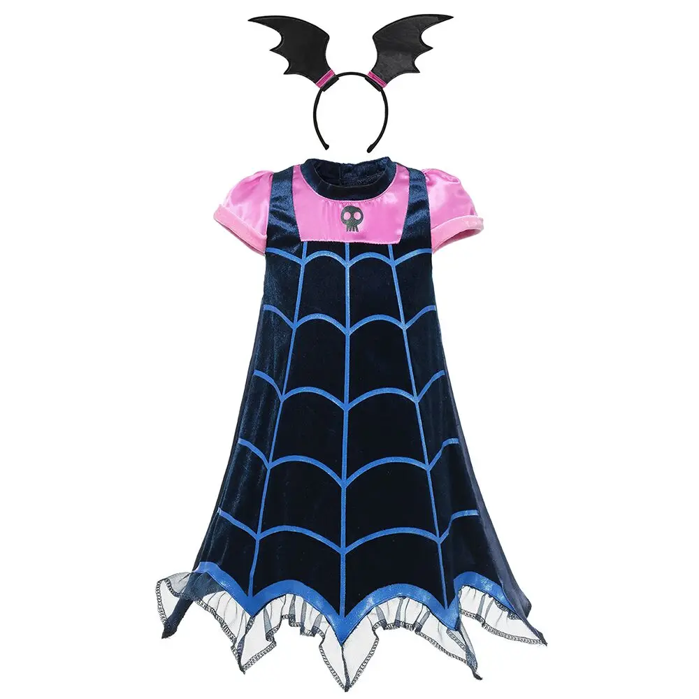 VOGUEON Girl Vampirina; костюмы для косплея; детские летние вечерние костюмы вампира; Одежда для девочек на Хэллоуин; Рождество; подарок на день рождения - Цвет: Dress with Headband