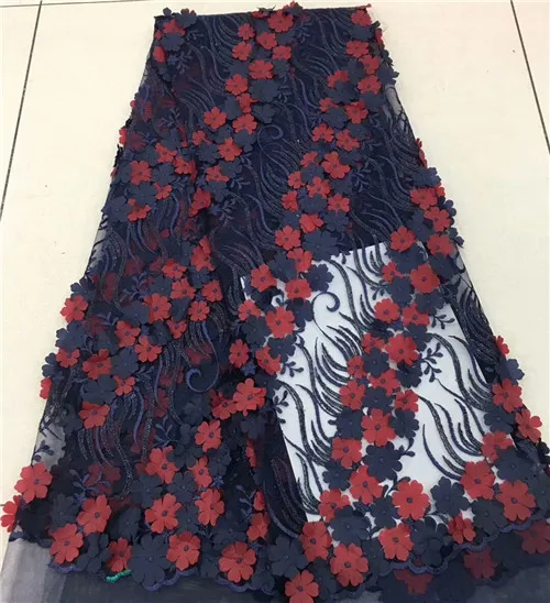 

3D flowers pattern design newcoming french lace fabric high quality net tulle lace fabric for big occasion party dpm205