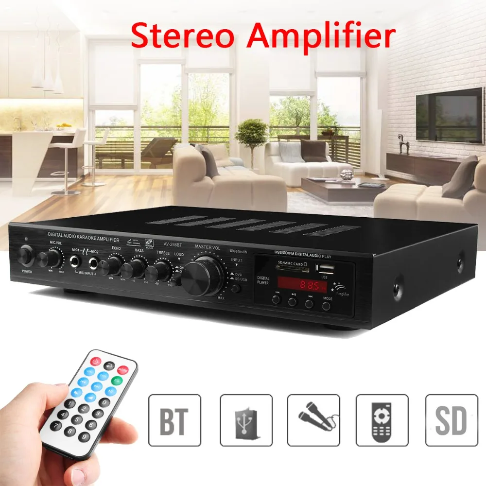 220 V 300 W + 300 W + 120 W 5CH bluetooth Estéreo auriculares bluetooth AV rodean amplificador Karaoke cine PA alta amplificador de Audio Digital de potencia