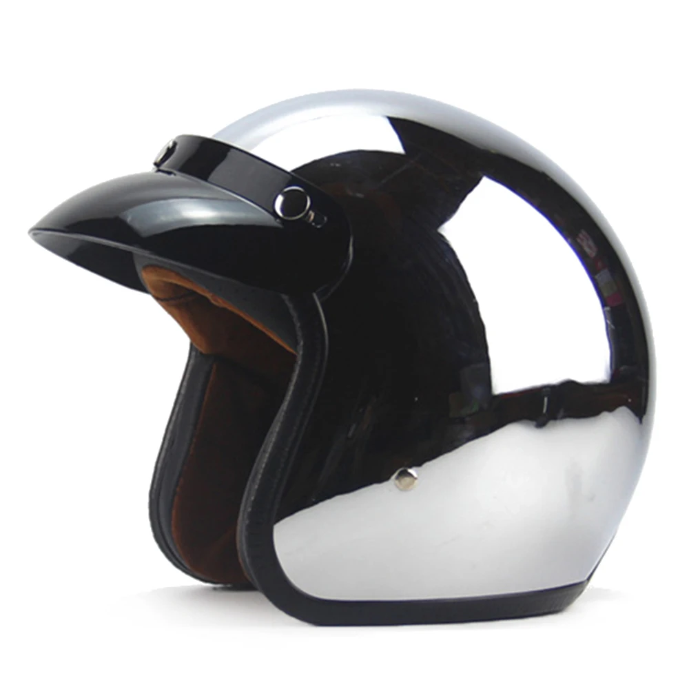 

New Vintage Retro Motorcycle Helmet Silver Plating 3/4 Open Face Helmet Cruiser Touring Chopper Biker Casco Moto Helmet DOT