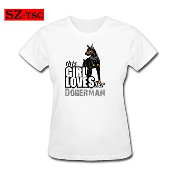 

This Girl Loves Her Doberman Dog Women Clothes Cute Women's T Shirts Summer Short Sleeve 100% Cotton O-Neck T Shirt For Female