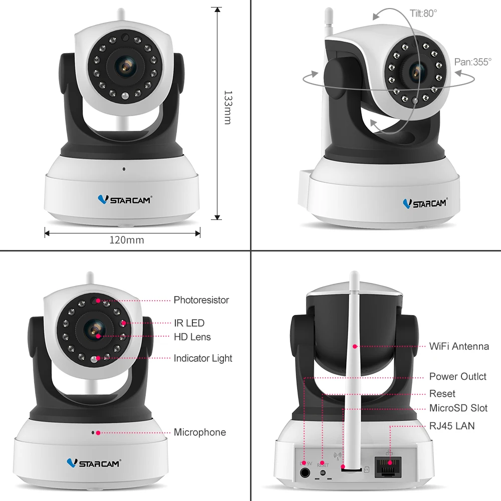 HD домашняя камера Draadloze 720 P Beveiliging IP наблюдения WiFi CCTV панорамирование/наклон Nachtzicht