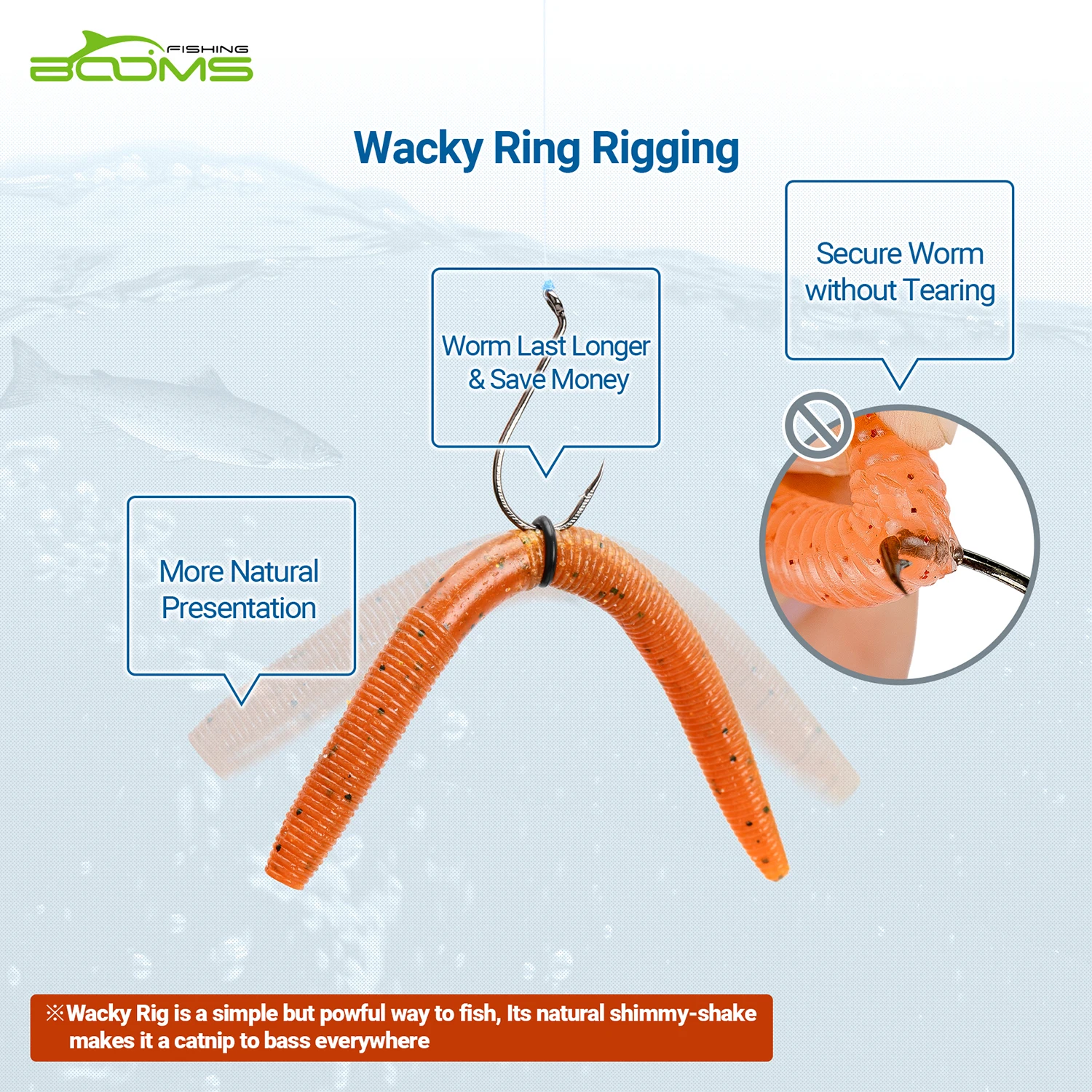 Booms Fishing Wacky Tool Rig O Rings to Plastic Worms with 110 Rings and Clip Booms Fishing Wacky Tool Rig O Rings to Plastic Worms with 110 Rings and Clip