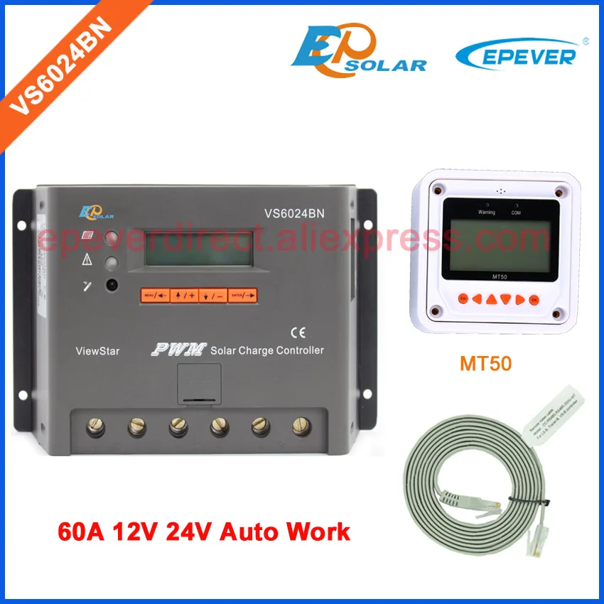 

EPEVER PWM controller 60A 60amp solar portable controller with mt50 remote meter VS6024BN 12v 24v auto work