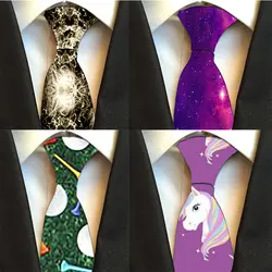 Мужской галстук, полиэстер, 8 см, принт фламинго, Harajuku, галстуки для шеи для мужчин, деловые повседневные модные вечерние свадебные